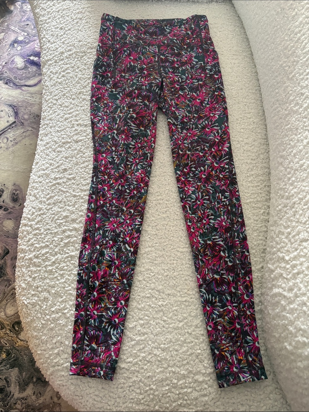 lululemon athletica Floral Print Leggings in Black and Pink